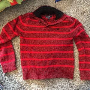 Izod Red and Black Striped Turtleneck Sweater